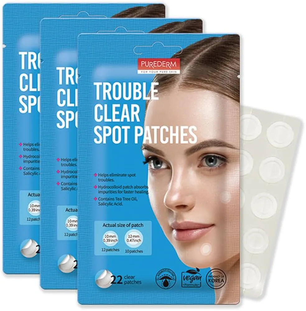 Purederm Trouble Clear Spot Patches 3 packs - Made with highly absorbent hydrocolloid