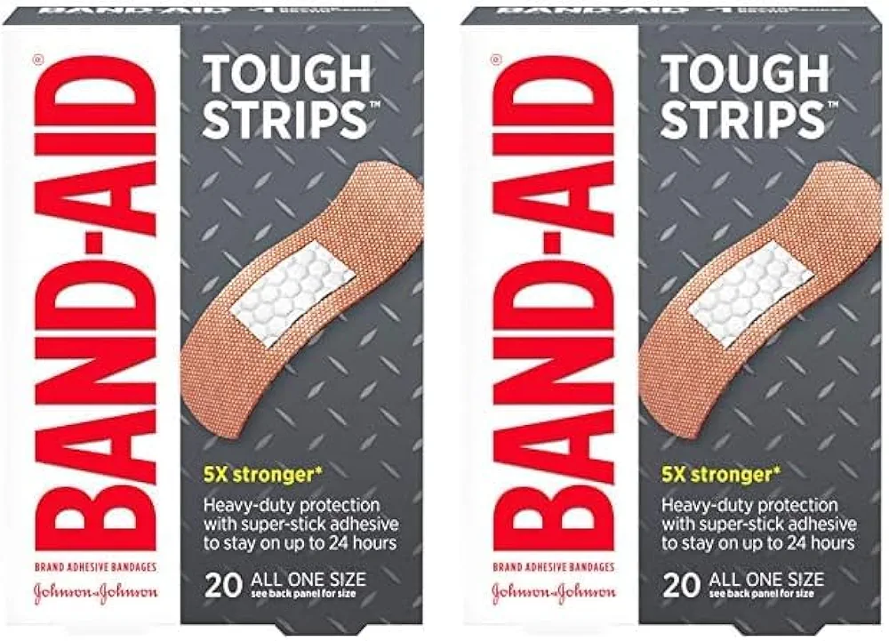 Band-Aid Brand Tough Strips Adhesive Bandage for Minor Cuts & Scrapes, All One Size, 20 ct (Pack of 2)