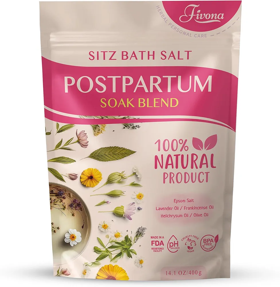 FIVONA Postpartum Soak Blend - Epsom Salt with Essential Oils Blend for Sitz Bath Soaking, Perineal Care, Fast Postpartum Recovery & Hemorrhoid Treatment, Essential Mix for New Mom