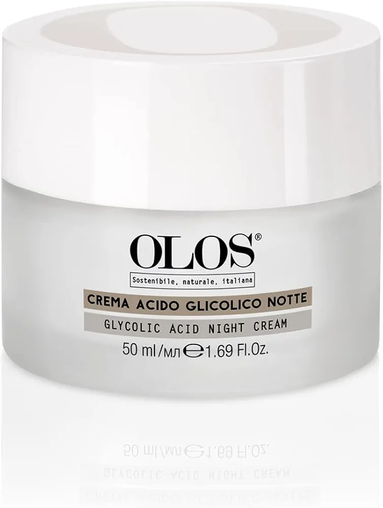 OLOS Glycolic Acid Night Cream - Intensive Night Cream with Shea Butter - Revitalizing and Renewing Skin - Deep Exfoliation Night Face Cream - 1.7 Oz