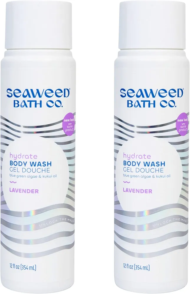 Seaweed Bath Co. Hydrate Body Wash, Lavender Scent, 12 Ounce (Pack of 2), Shower Gel for Men & Women, Vegan, Paraben Free, Sulfate Free, Cruelty Free