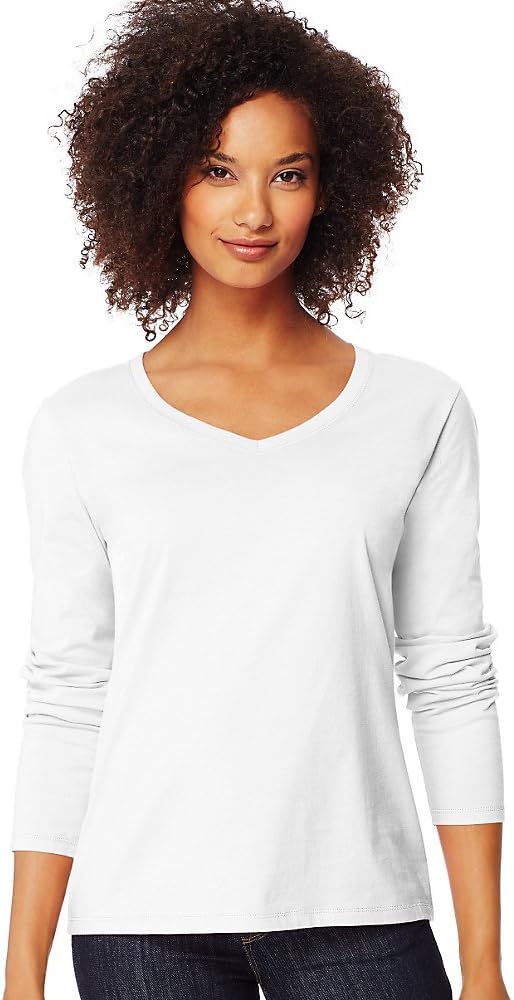 Hanes Women's Long-Sleeve V-Neck T-Shirt