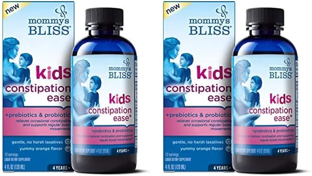 Mommy's Bliss Kids Constipation Ease with Prebiotics & Probiotics, Supports Regularity & Digestive Health, Liquid Constipation Relief for Kids, Age 4+, 4 Fl Oz (Pack of 2)