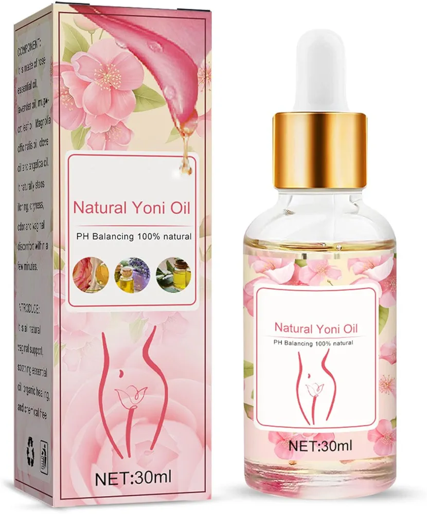 Natural Yoni Oil Women's PH Balance, Odor Elimination, Itch Relief Rose & Lavender Blend - Easy & Unhurried Care 1 Fl Oz