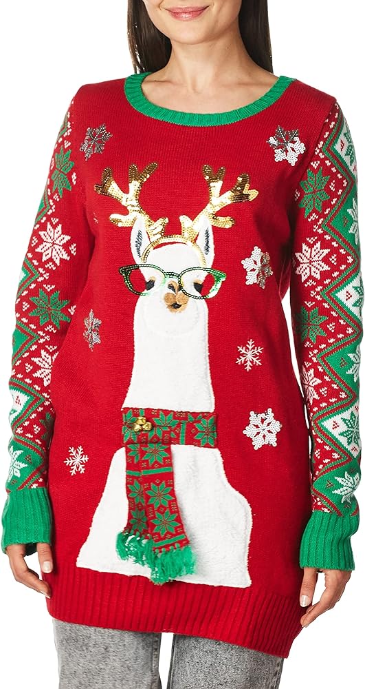 Blizzard Bay Junior's Llama Christmas Tunic Christmas Sweater