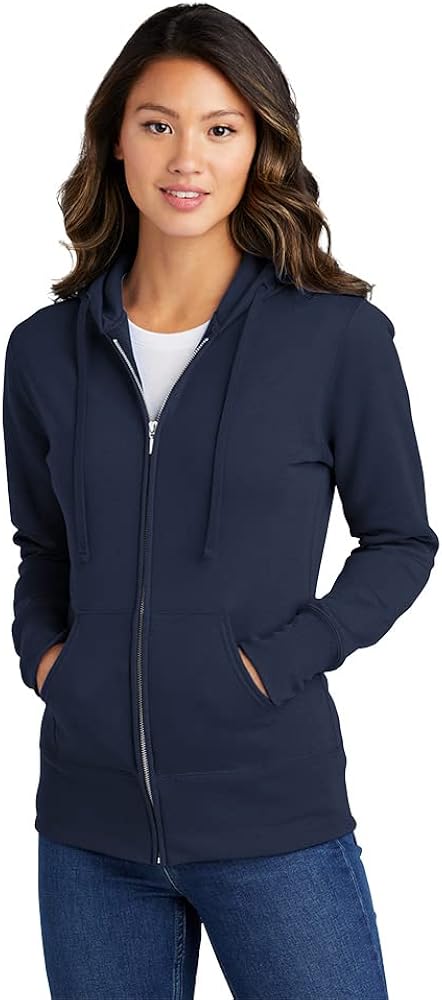 Port & Company Ladies Core Fleece Full-Zip Hooded Sweatshirt. LPC78ZH Navy