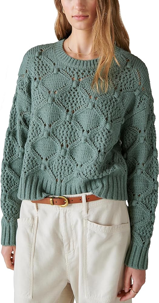 Lucky Brand Women's Open Stitch Pullover Sweater