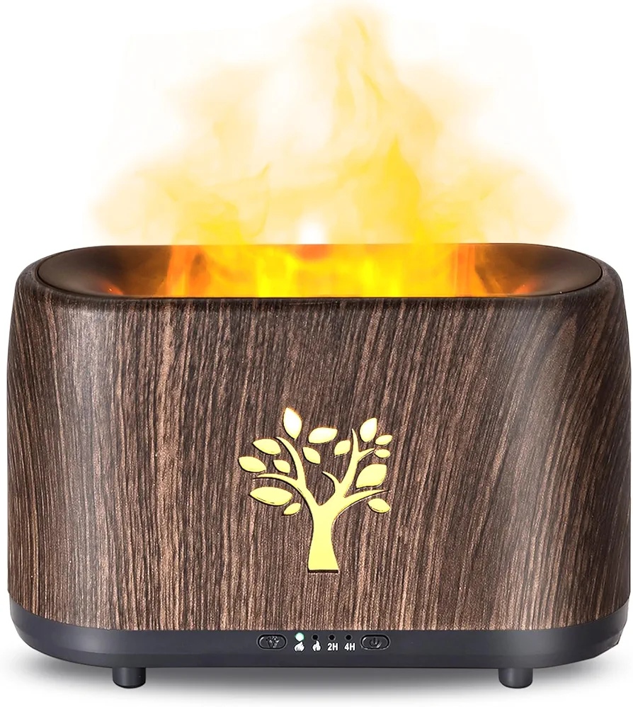 Flame Essential Oil Diffuser - 240ml Capacity, Single-Color Realistic Flame Design, Multi-Functional Aromatherapy Diffuser, Quiet Operation, Long-Lasting Fragrance, Auto Shut-Off When Waterless