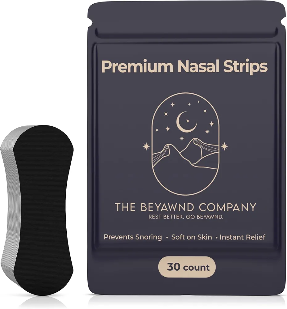 Premium Nasal Strips (30 Ct, Black) - Nasal Congestion Relief Strips for Better Sleep | Congestion Relief | Breathing Strips | Extra Strength | Gentle on Skin