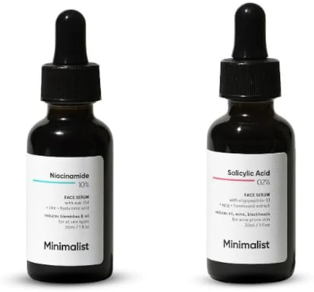 Minimalist Oil & Acne Control Skincare Serum Duo | Niacinamide 10% Face Serum + Salicylic Acid Serum Combo