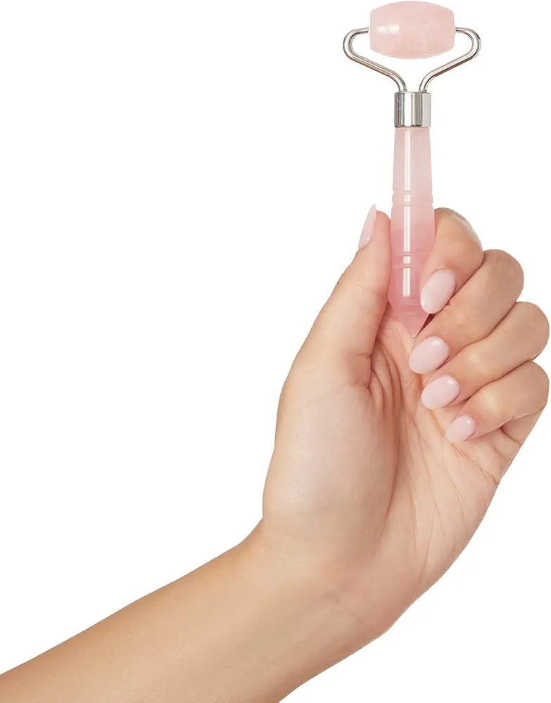 Mini Rose Quartz Roller for Face - Improves Skin Tone and Blood Circulation - Skin Care Face Roller Reduces Under-Eye Puffiness and Dark Circles