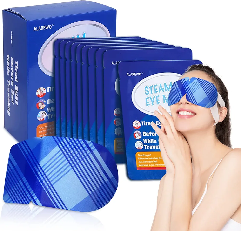 Steam Eye Mask for Dry Eyes 10-Pack SPA Warm Eye Compress Patented Self-Heating Core for Soothing Eye Fatigue, Dark Circle, Puffiness, Stress Relief (Unscented)