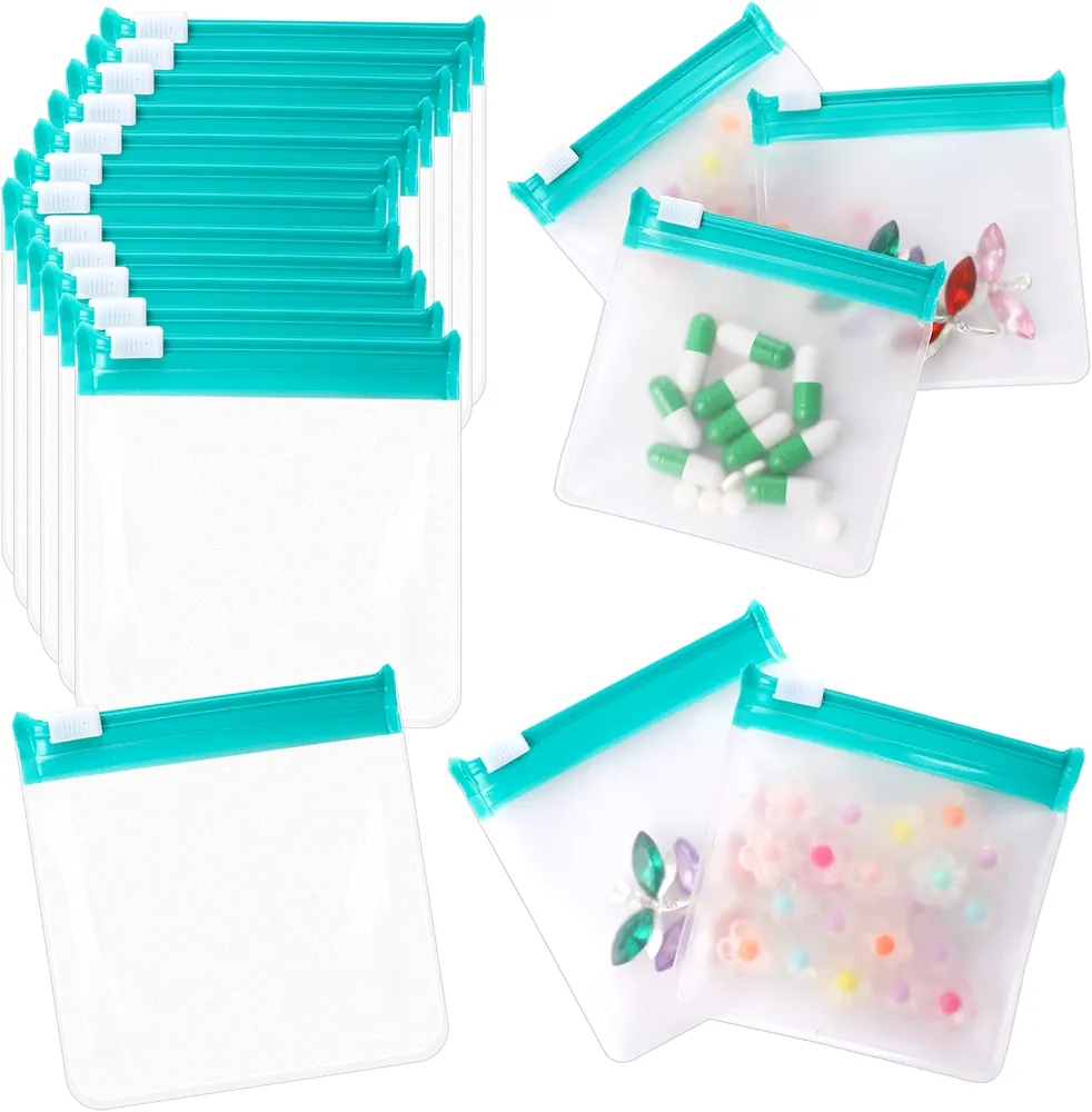 18 Pcs Travel Pill Packets Pill Pouch Bags Reusable Zippered Medicine Bag Set Self Sealing Clear Plastic Medicine Organizer with Slide Lock Monday to Sunday Pill Baggies for Pills Small Items Storage