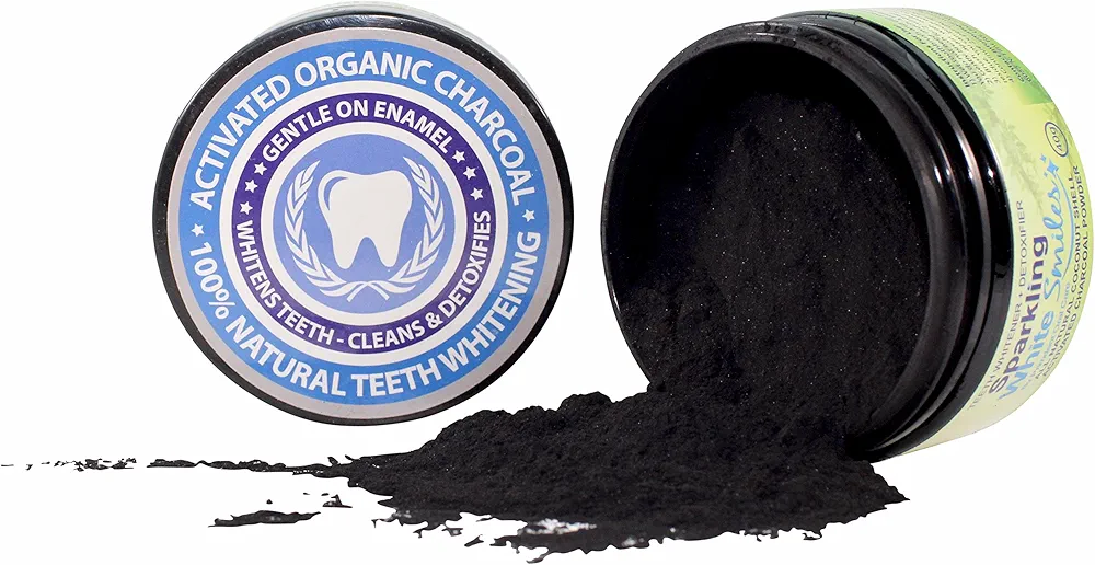 Activated Charcoal Powder for Natural Teeth Whitening, Cleaning and Detoxifying - Coconut Shell Activated Charcoal - Natural Teeth Whitener - for a Healthy Smile