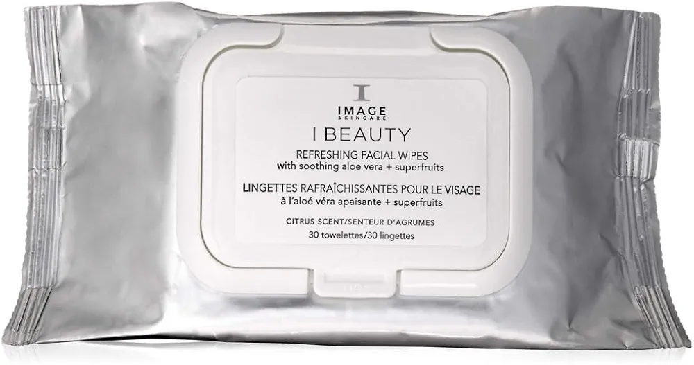 IMAGE Skincare, I BEAUTY Refreshing Facial Cleansing Wipes, Effectively Cleanse and Remove Makeup with Cucumber and Aloe Vera, 30 Count