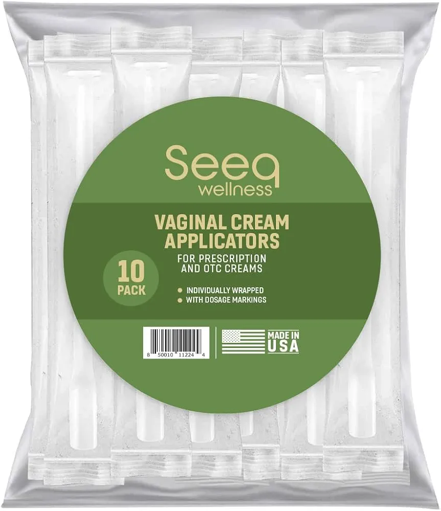 Disposable Plastic Vaginal Cream Applicators: to Fit Preseed Lubricant, Estrace, Personal Lube and OTC Gel or Cream Products - with Dosage Measurements, Threaded End and Comfort Tip - 10 Pack