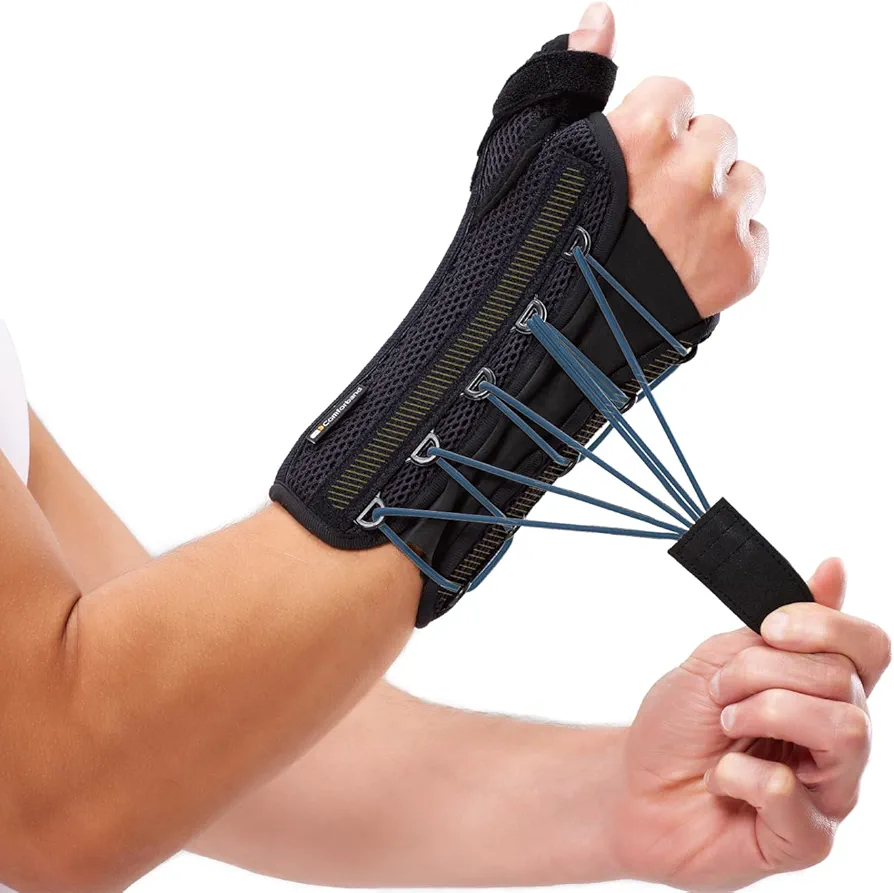 Quick-Strap Wrist & Thumb Spica Splint for De Quervain's Tenosynovitis, Long Stabilizer Brace for Tendonitis, Arthritis, Sprains & Wrist Thumb Forearm Fracture Support Cast (S/M, Right Hand)