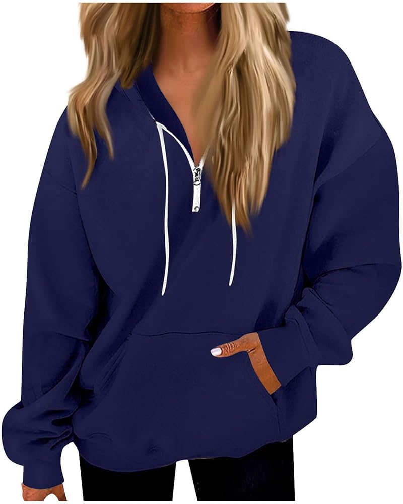 Women'S Fashion Hoodies, Women's Casual Fashion Long Sleeve Solid Color Zip Pullover Hoodies Sweatshirt Top