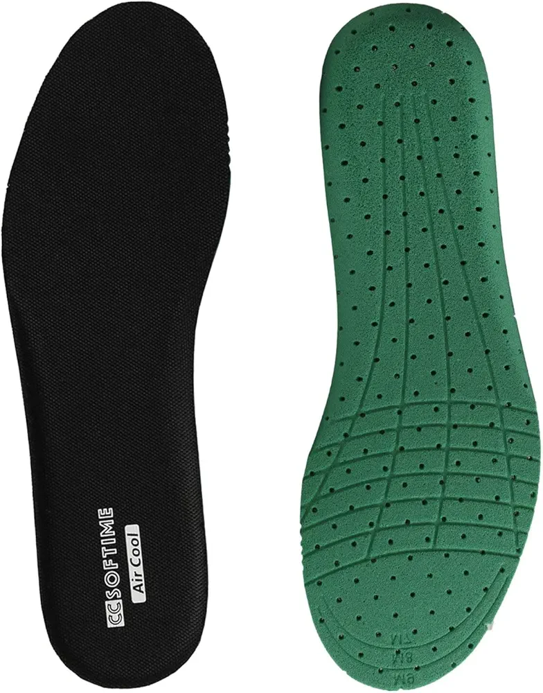 Insoles for Men and Women Replacement Shoe Inserts for Comfort Shock Absorption Breathable Shoe Liners for Running Walking, Hiking, Working, Trim to Fit Black W8-11/M6-9