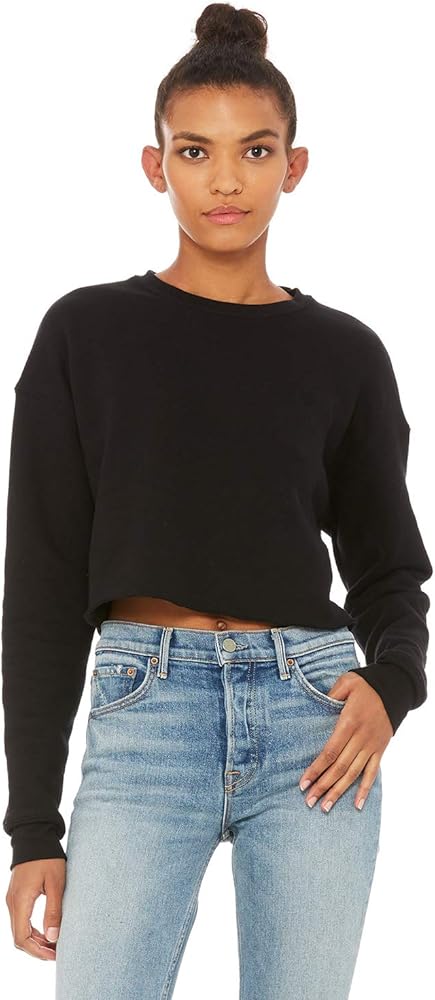 Bella + Canvas Ladies' Cropped Fleece Crew S BLACK