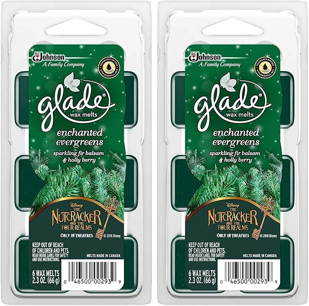 Glade Wax Melts Air Freshener - Holiday Collection 2018 - Enchanted Evergreens - Net Wt. 2.3 OZ (66 g) Per Package - Pack of 2 Packages