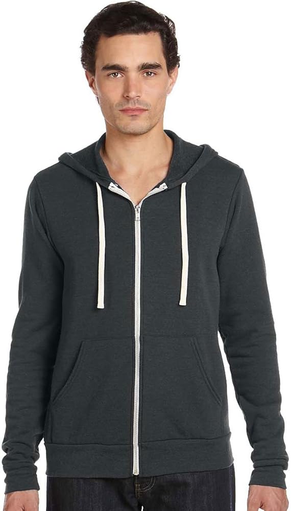 Bella Canvas Triblend Sponge Fleece Full-Zip Hoodie (3909) Solid Black Triblend, XL