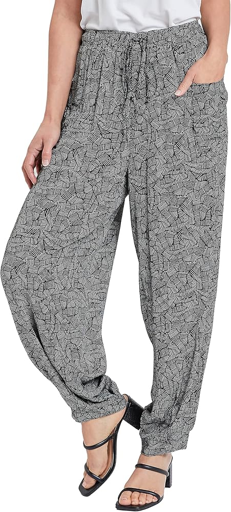 Royalty For Me Women’s Drawstring Casual Summer Boho Beach Mid-Rise Rayon Jogger Pant with Pleated