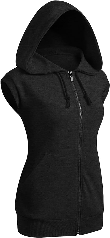 CLOVERY Women's Sleeveless Hoodies Basic Hoodie Zip Up