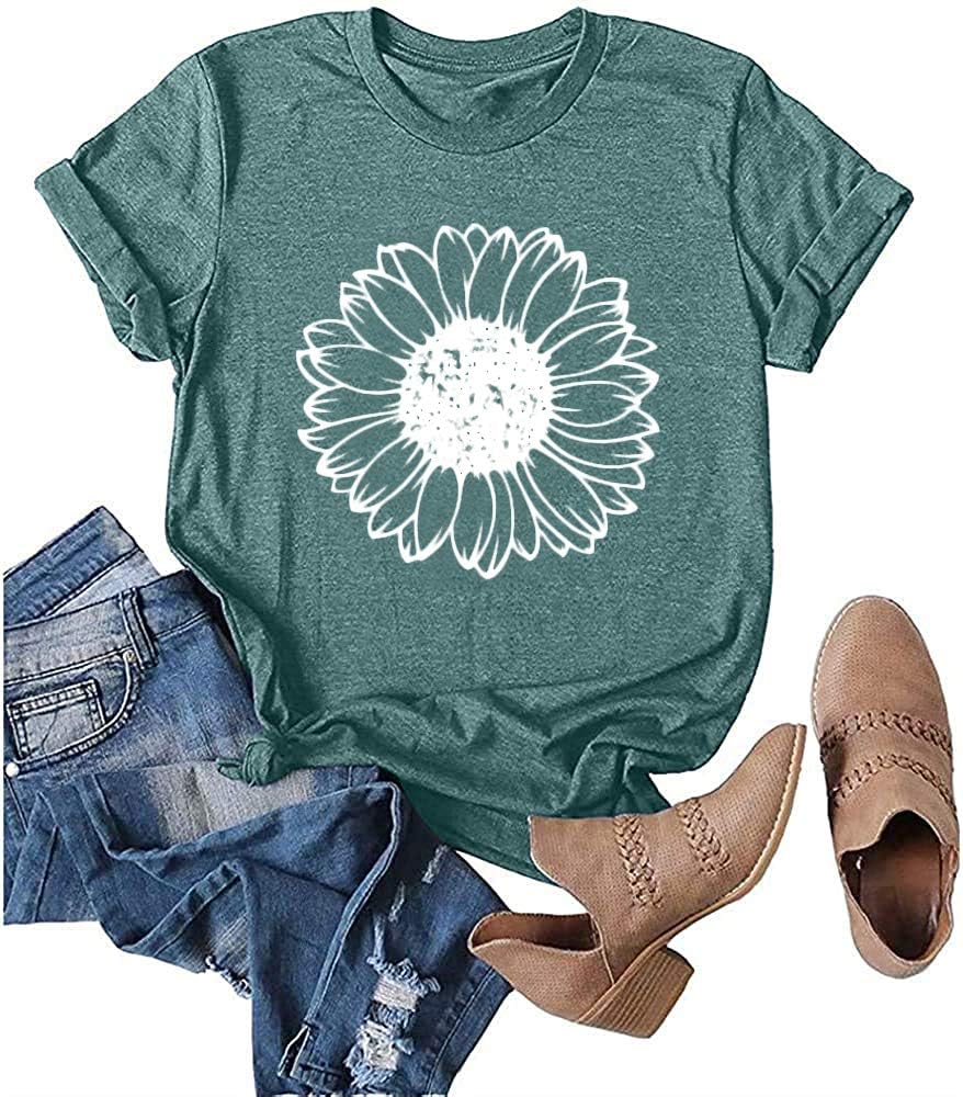 Sunflower Shirts for Women Plus Size Faith Tops Summer Short Sleeve Loose Casual T Shirt Junior Teen Girls Graphic Tees