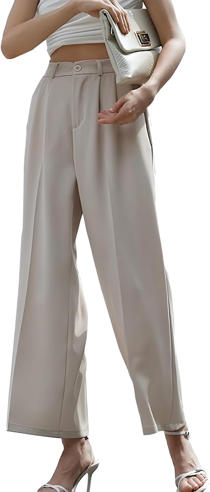 MGWDT Women's Wide Leg Pants Business Casual for Work High Elastic Waisted Dress Pants