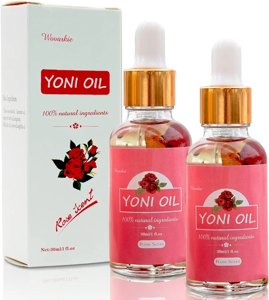 2 Packs Yoni Oil for Women, All Natural Feminine Oil Intimate Deodorant for Women, Ph Balanced and Eliminates Odor, 100% Natural Feminine Serum Made with Rose Essential Oils (1 fl oz/30 ml)