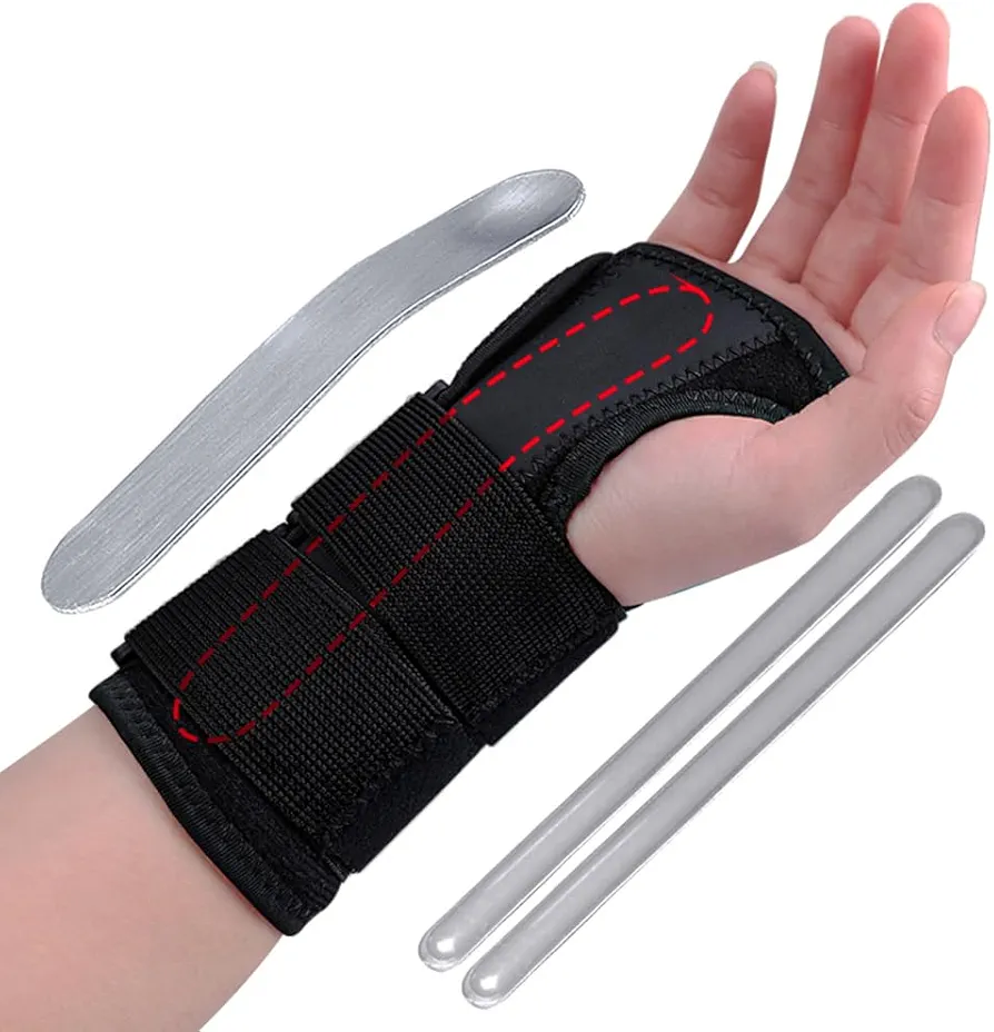 Wrist Brace for Carpal Tunnel Relief, Wrist Support Brace with 3 Splints for Men Women Night Support, Adjustable Wrist Splint Stabilizer for Tendonitis, Arthritis, Sprains, Sports (Left Hand)