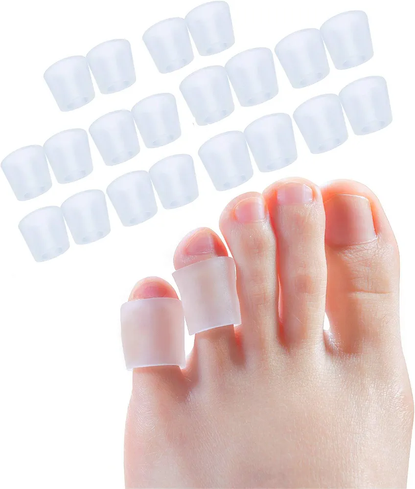 Povihome 10 Pairs Pinky Toe Protectors, Toe Protector & Sleeves for Corn, Blister, Reduce Irration from Shoes - Gel Toe Sleeves for Little Toes (Clear)