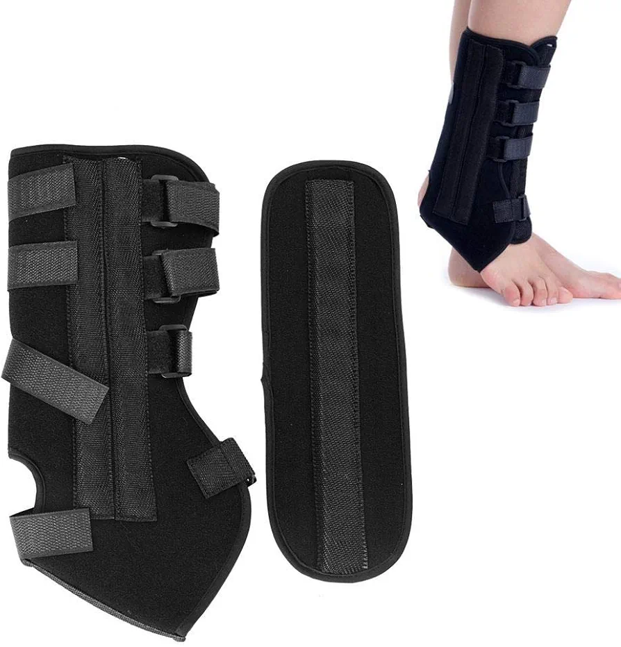 ZJchao Ankle Stabilizer Brace, Adjustable Soft Fabric Calf Splint With Magic Stick Pads Ankle Support Brace Fixation Breathable Comfortable Tibial Brace Provide Support (M)