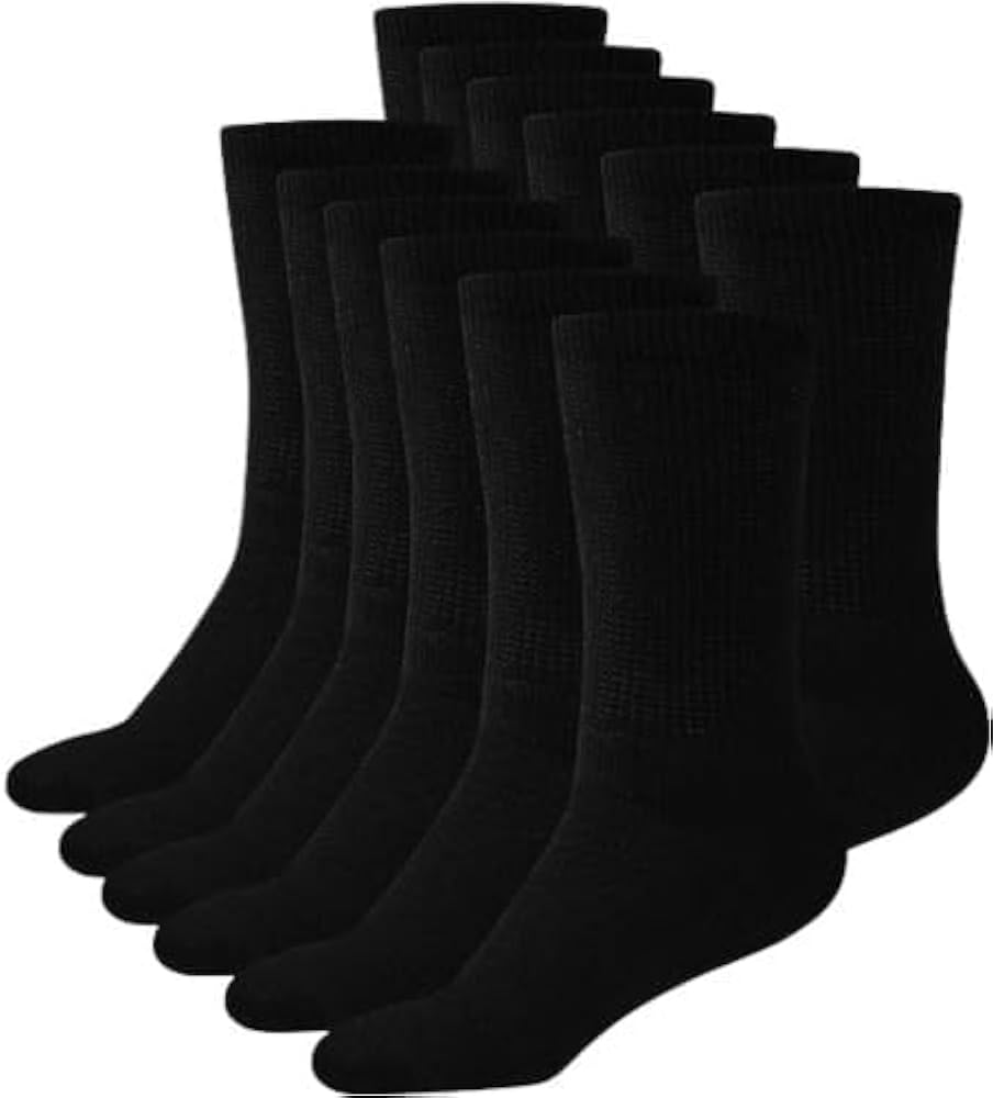 Men's & Women Diabetic Crew Style Physicians Approved Circulatory Cotton Socks 6 pairs