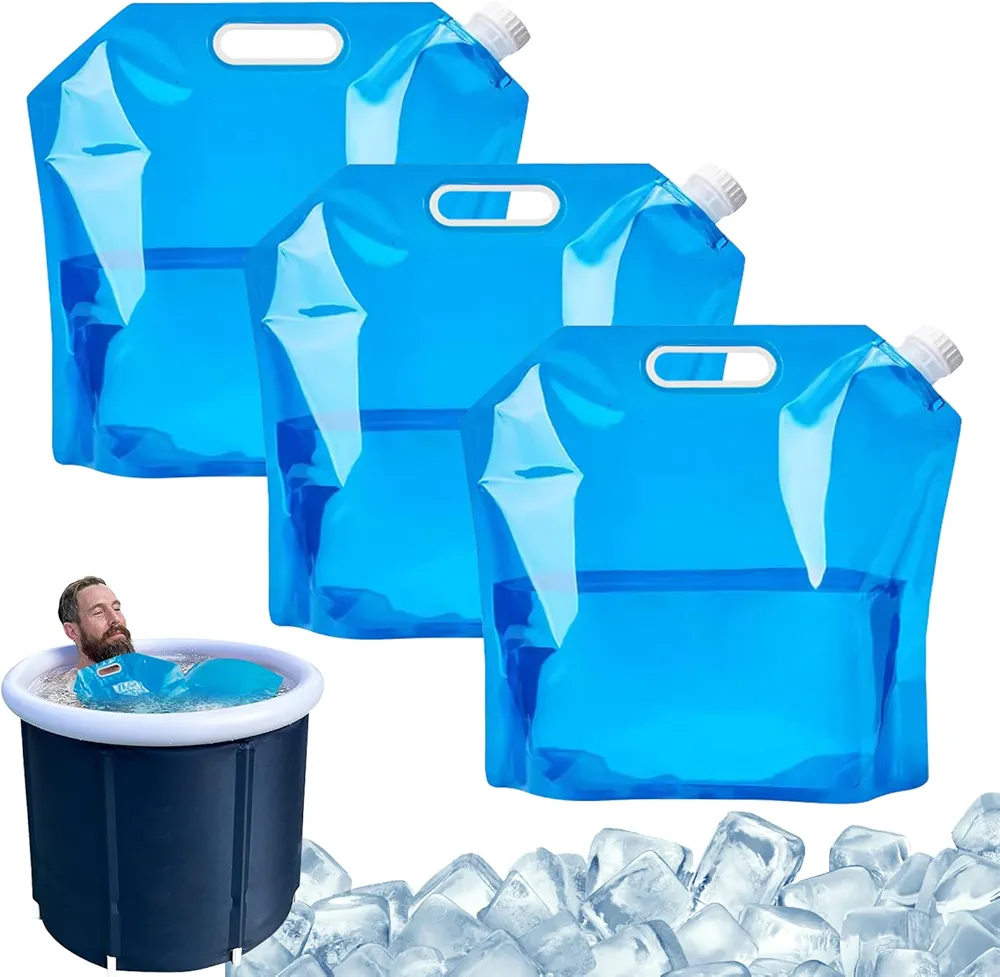 3 Piece Ice Bath Bags Cold Plunge Tub Accessories, Portable Ice Barrel Cold Therapy Ice Baths Applicable to Cold Water Plunge Tub for Athletes Home Cold Plunge Accessories, 10L