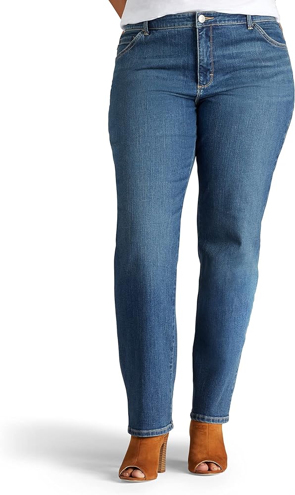 Lee womens Plus Size Instantly Slims Classic Relaxed Fit Monroe Straight Leg Jean