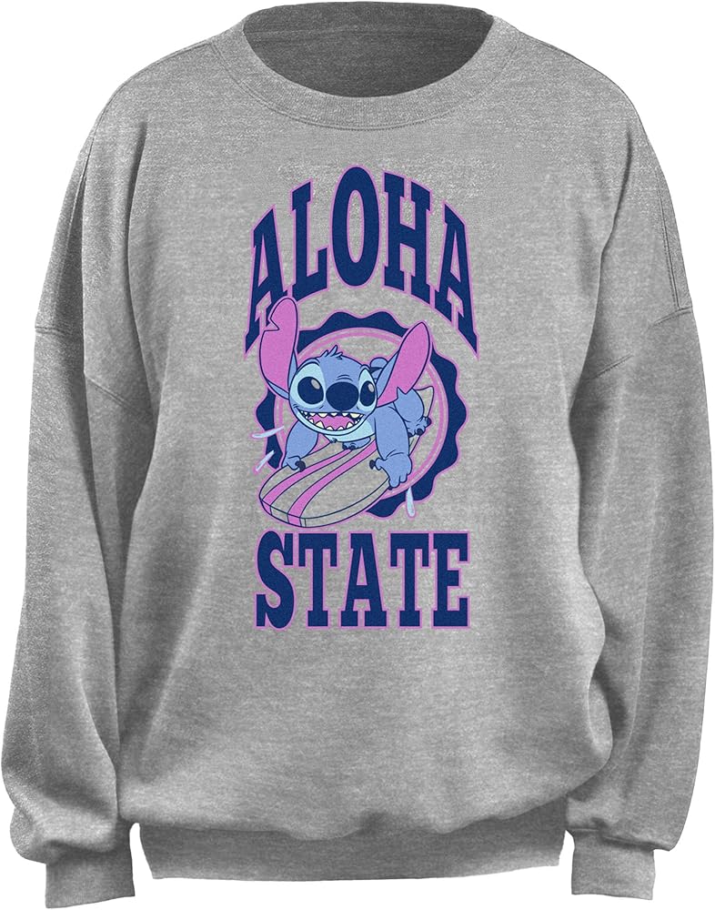 Junior's Lilo & Stitch Aloha State Stitch Surf Sweatshirt