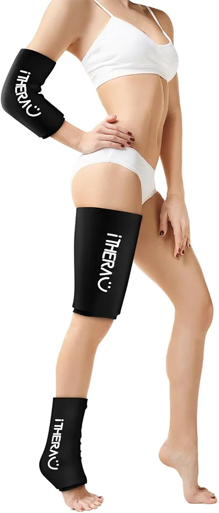 iTHERAU Cold & Hot Therapy Compression Sleeve Gel Ice Pack for Elbow, Calf, Ankle, Knee, Therapy for Sprains, Arthritis, Elbow Pain, Tendonitis - Black, Extra Large