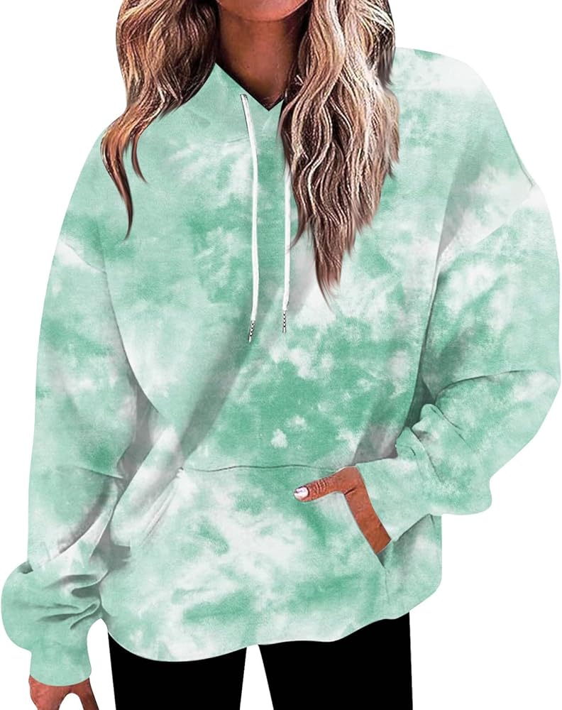 Womens Sweatshirts Long Sleeve Graphic Sweatshirt Hooded Hoodie Printed Top Drawstring Pullover Fall Outfits with Pocket