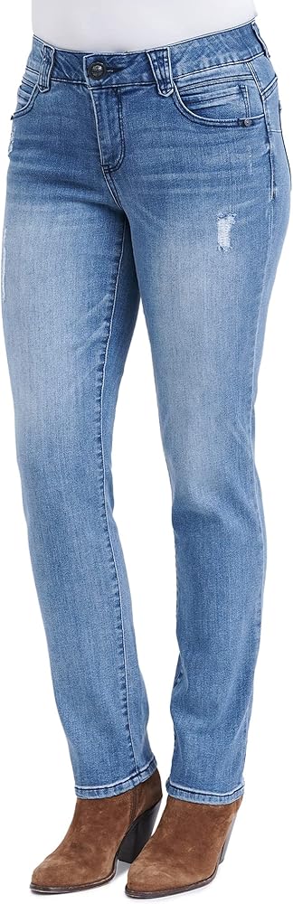 Democracy womens Democracy Women's "Ab"solution Straight Leg Jeans, Mid Blue Vintage, 8 US