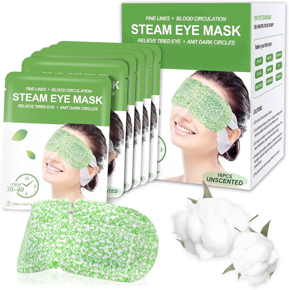 16 Packs Steam Eye Masks for Dry Eyes, SPA Warm Eye Mask, Relief Eye Fatigue Hot Sleep Eye Mask for Puffy Eyes Mask, Disposable Moist Heating Compress Pads for Sleeping- Unscented3