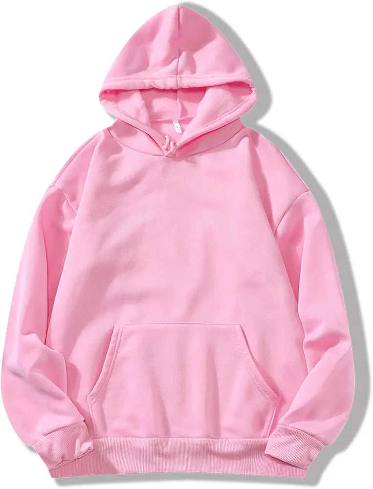 Women's Sweatshirt Sweatshirts Hoodies Solid Kangaroo Pocket Thermal Lined Hoodie Warmth Beautiful Lovely Fashionable (Color : Baby Pink, Size : Small)