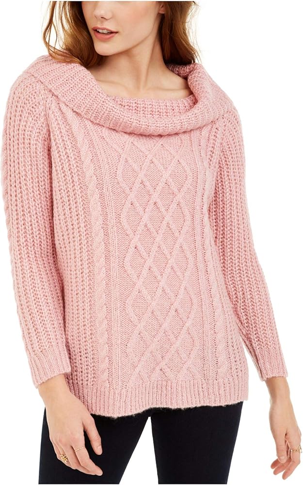 NO COMMENT Womens Pink Textured Patterned Long Sleeve Cowl Neck Sweater XL