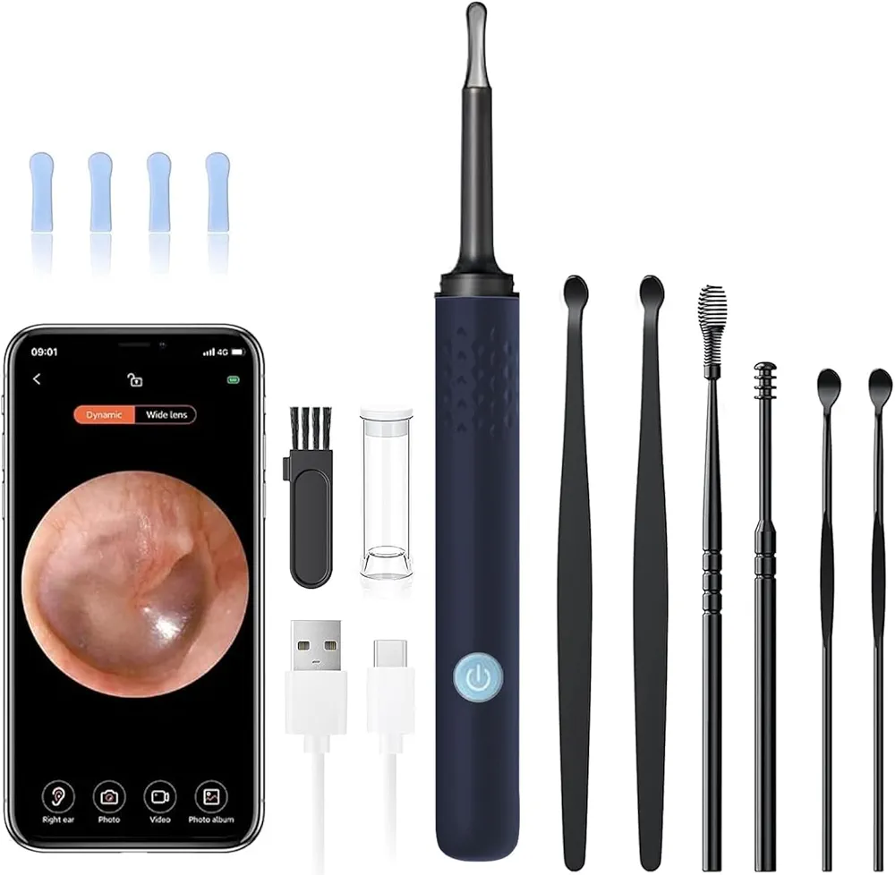 Ear Wax Removal - Earwax Remover Tool with 7 Pcs Ear Set - Ear Cleaner with Camera - Earwax Removal Kit with Light - Ear Camera with 4 Ear Spoon - Ear Cleaner for iOS & Android