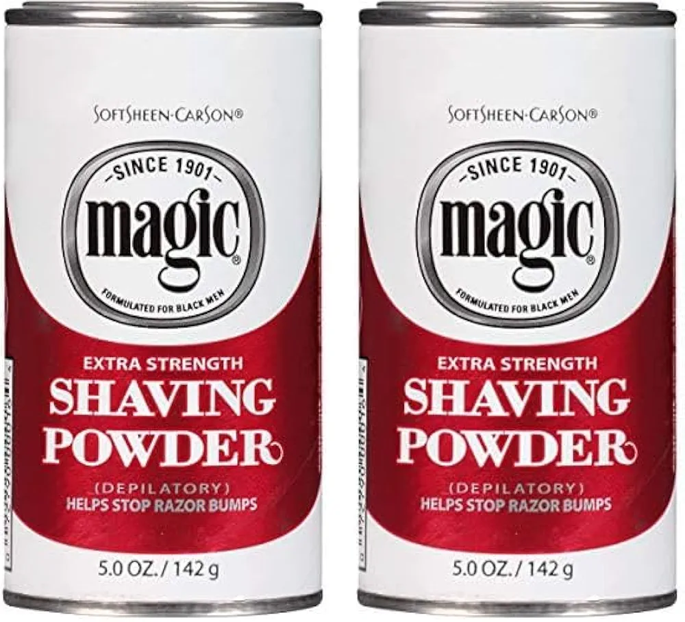 SoftSheen-Carson Magic Razorless Shaving for Men, Magic Extra Strength Shaving Powder, for Coarse Textured Beards, formulated for Black Men, Depilatory, Helps Stop Razor Bumps, 5 oz (Pack of 2)