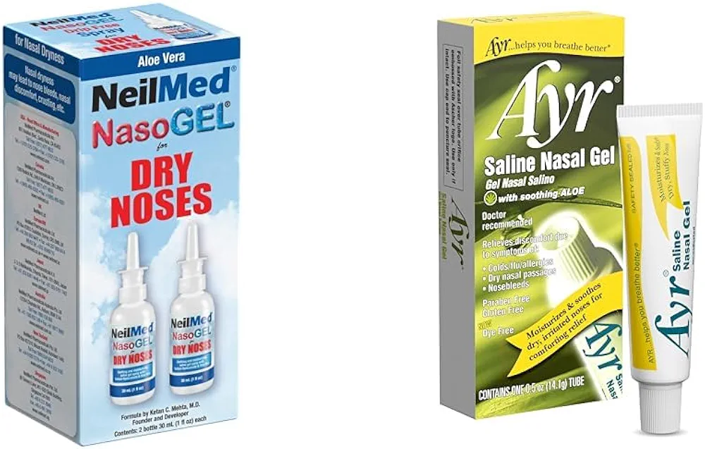 NeilMed Nasogel Spray (2 Pack) and Ayr Saline Nasal Gel Tube (1 Pack) - Nasal Irrigation and Moisturizing Bundles