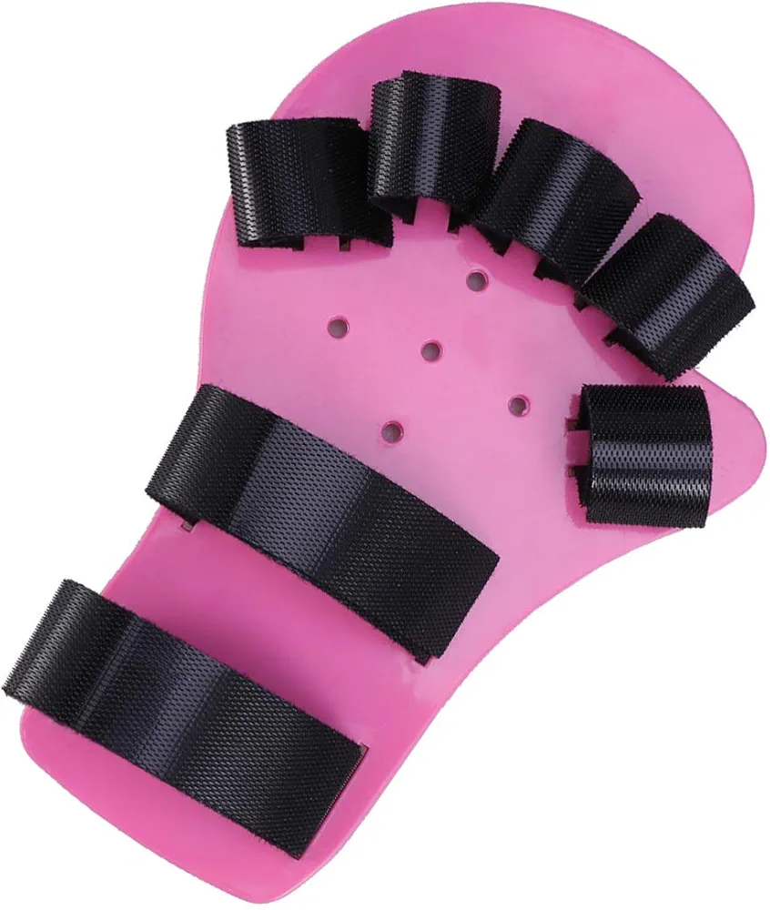 EXCEART Orthotics Fingerboard Stroke Hand Splint Training Support Hand Wrist Training Orthosis Device for Kids Children 5-10 Years Old (Long Style, Pink)