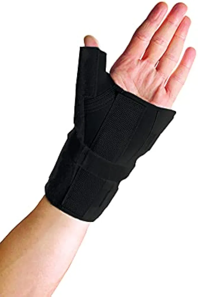 Thermoskin Wrist Brace with Thumb Splint, Black, Left