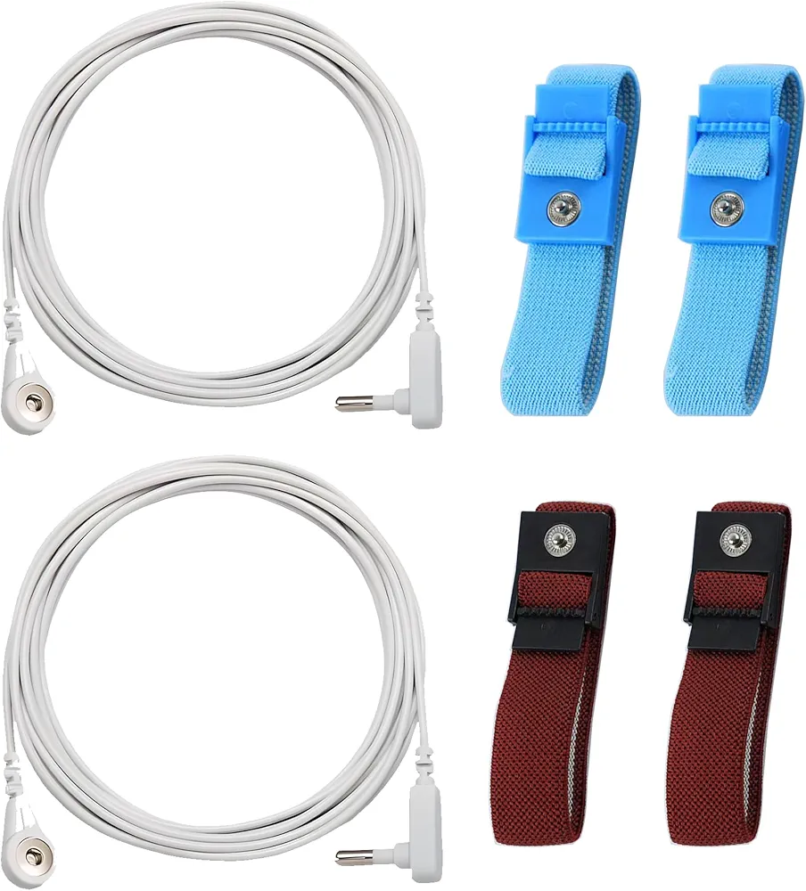 2 Packaged Grounding Wires and 4 Grounding Wrists, as an Alternative Grounding Cable Accessory for Grounding Pads and Grounding Pads, Suitable for Most Grounding Products